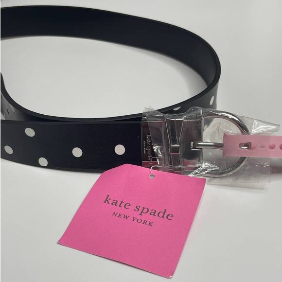 Kate Spade Reversible Bow Belt Large Leather Polka Dot Black 32mm - Picture 5 of 6